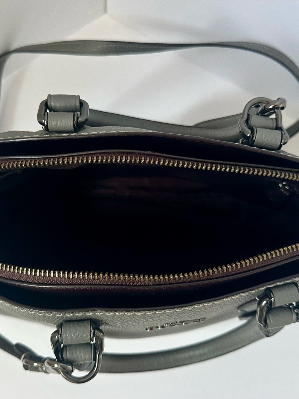 COACH Quinn Satchel Pebble Leather Hand/Shoulder/Crossbody 30951 Heather Gray - Picture 4 of 14